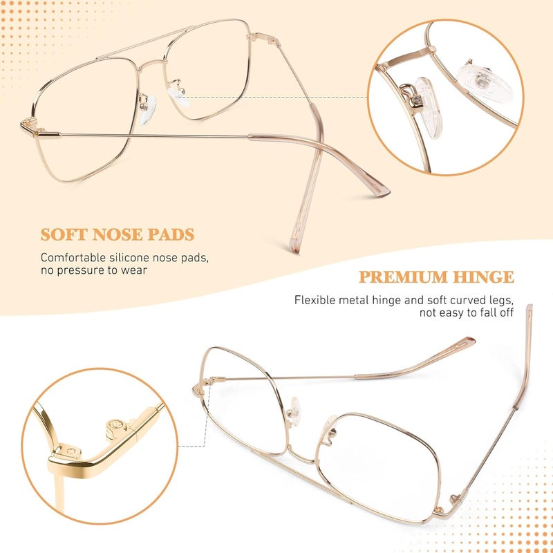 LINVO Fake Glasses Non-Prescription Clear Lens Metal Frame Fashion Eyewear for Women Men - Image 4